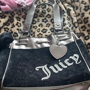 Juicy Couture Black and Silver Shoulder Bag